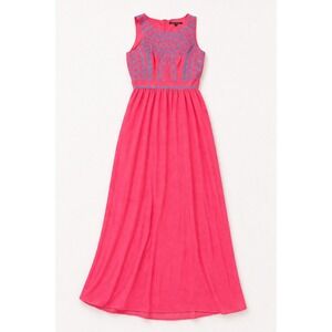 Gianni Bini Knockout Pink Turquoise‎ Embroidered Maxi Dress Size 2 NWT
